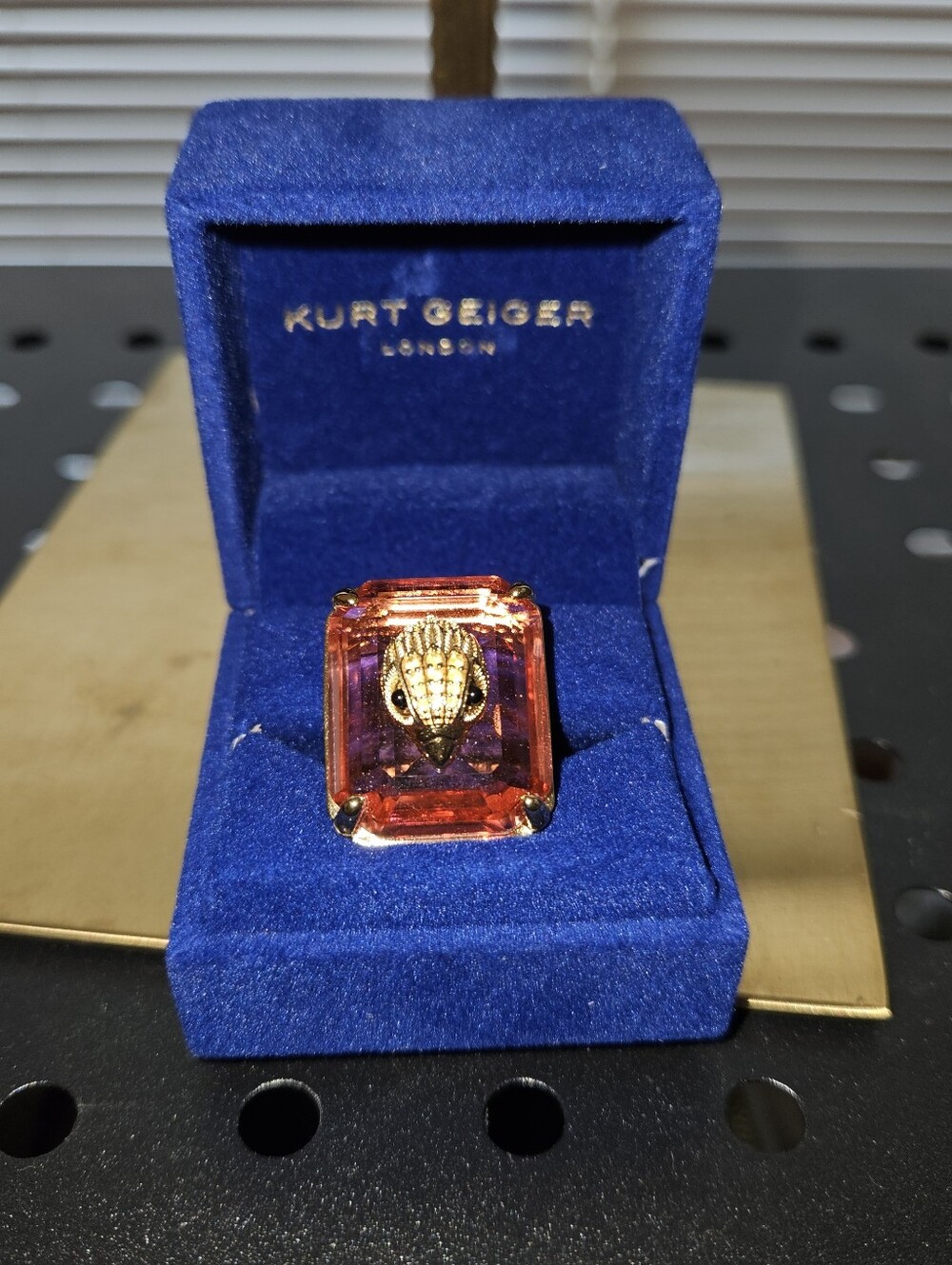 Kurt Geiger Pink Crystal Statement Ring- 8.5